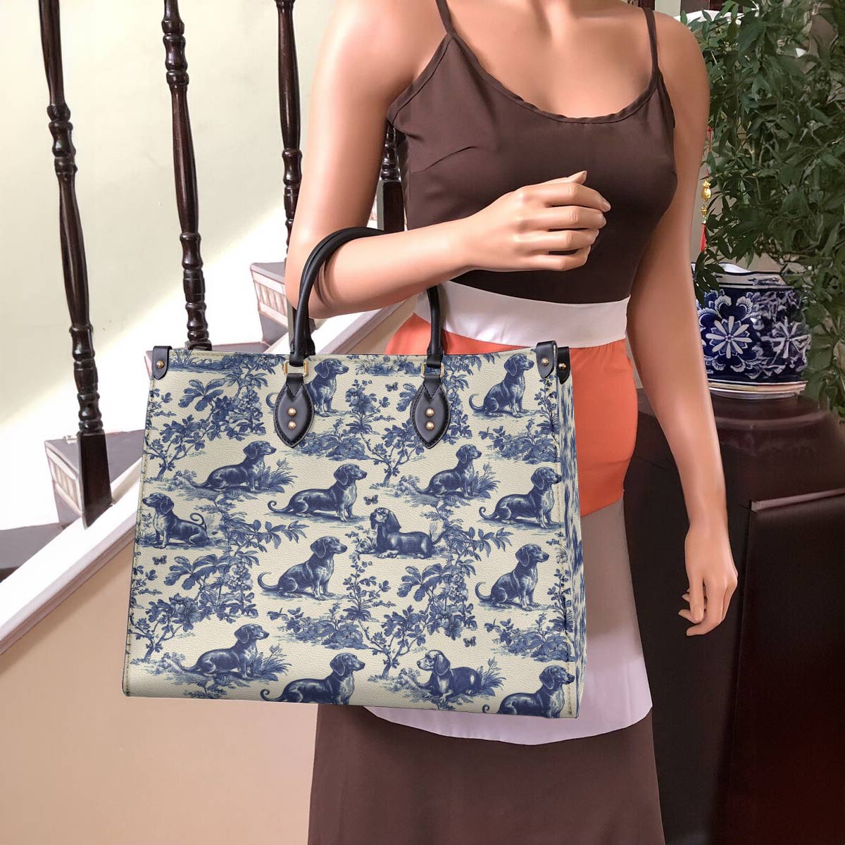 Dachshund Leather Bag Lazy Day In Garden