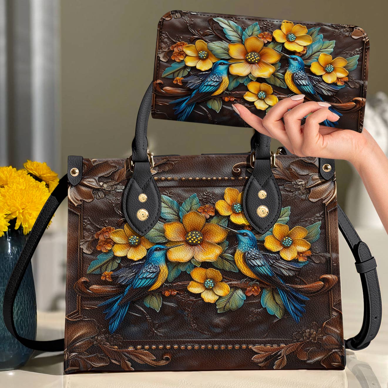 Bird Leather Bag Birdsong & Blossoms