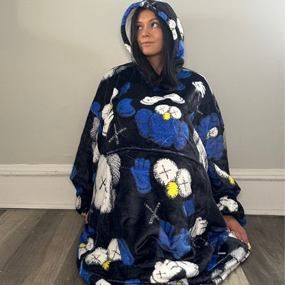 KAWS&ELMO-Inspired Oversized Blanket Hoodie – Plush Sherpa Hoodie  snuggle unisex for Adults & Kids