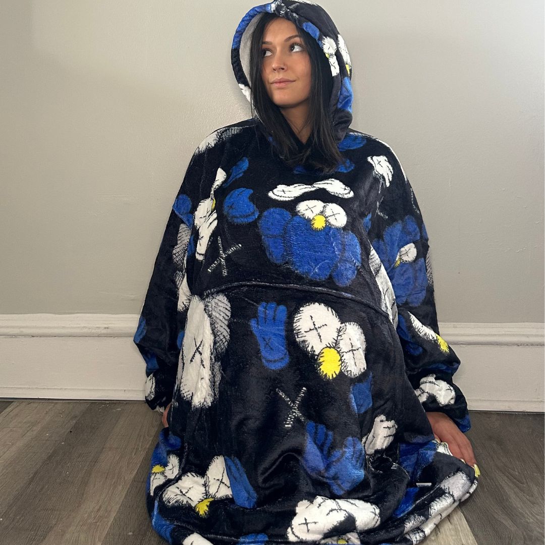KAWS&ELMO-Inspired Oversized Blanket Hoodie – Plush Sherpa Hoodie  snuggle unisex for Adults & Kids