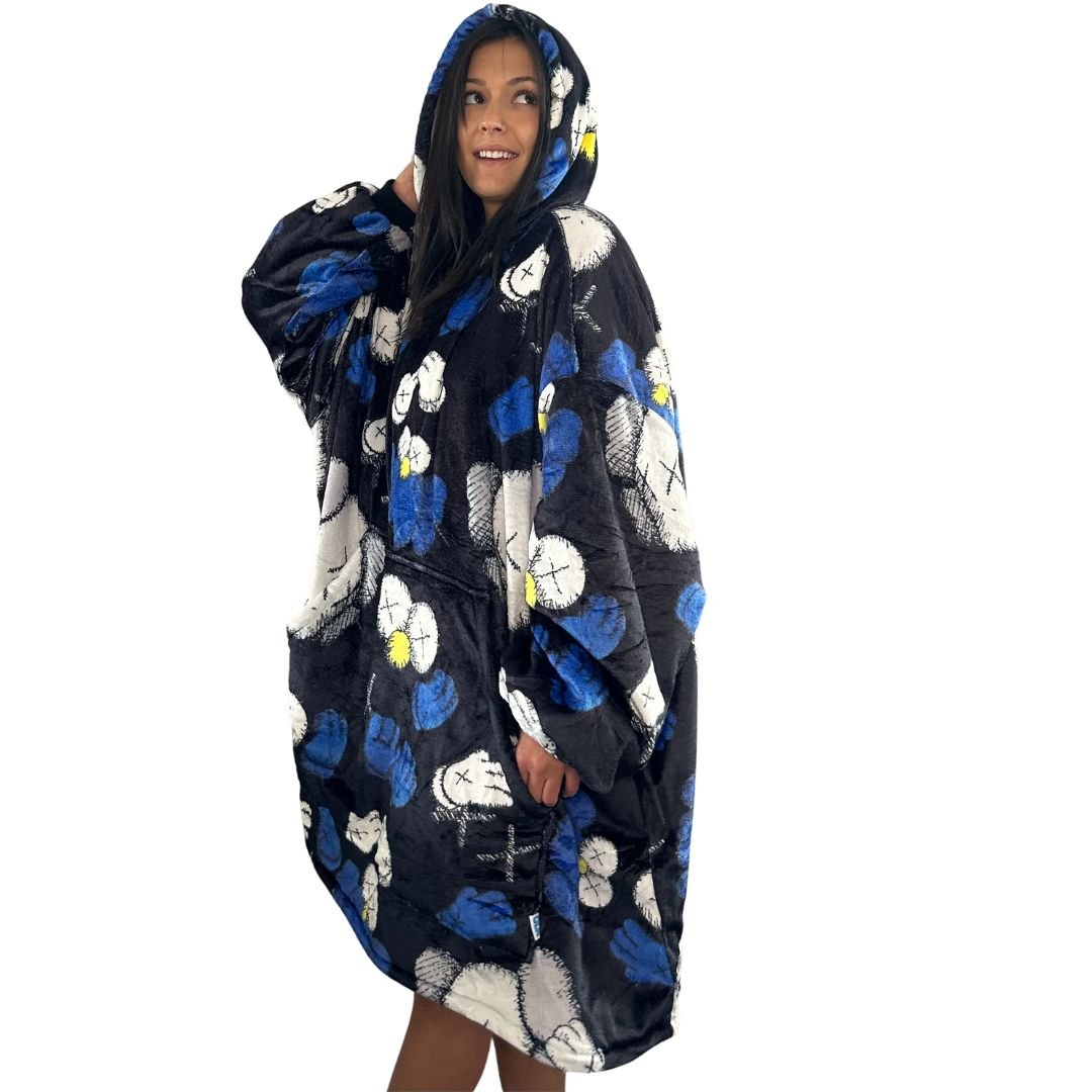 KAWS&ELMO-Inspired Oversized Blanket Hoodie – Plush Sherpa Hoodie  snuggle unisex for Adults & Kids