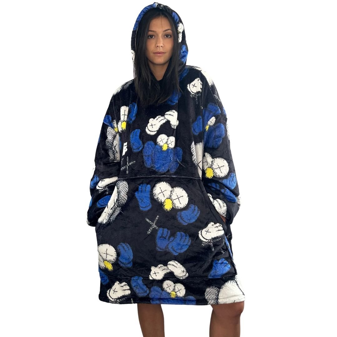 KAWS&ELMO-Inspired Oversized Blanket Hoodie – Plush Sherpa Hoodie  snuggle unisex for Adults & Kids