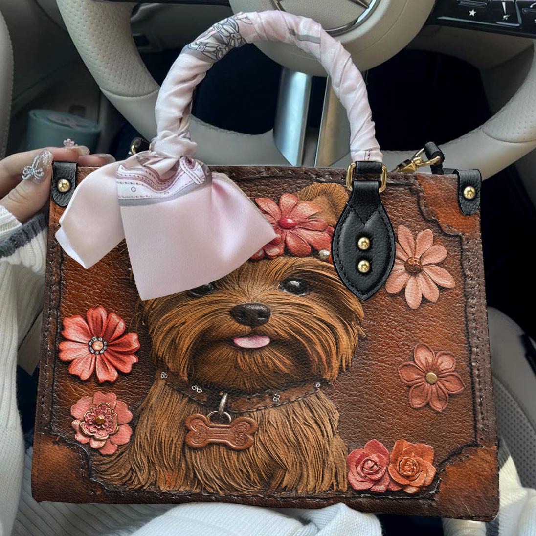 Leather Bag Wildflower Yorkie