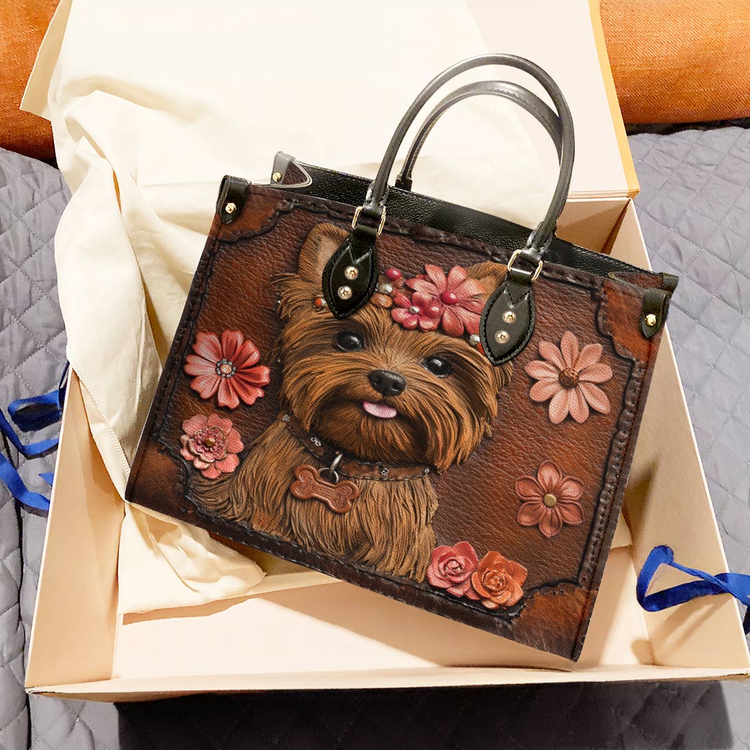 Leather Bag Wildflower Yorkie