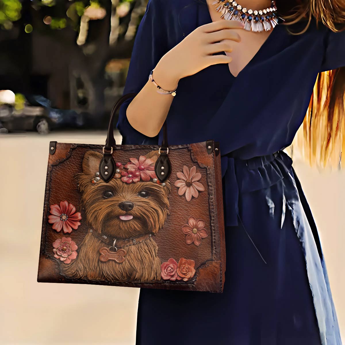Leather Bag Wildflower Yorkie