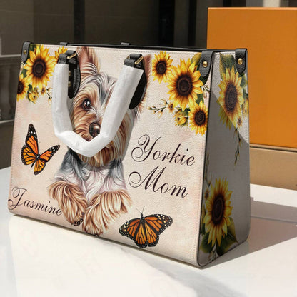 Lorva Leather Bag Personalized Yorkie Mom