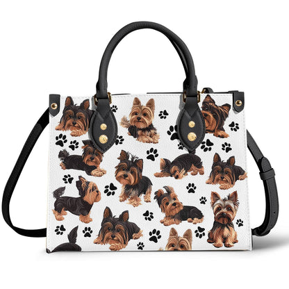 Yorkie Leather Bag Yorkie Love All Over