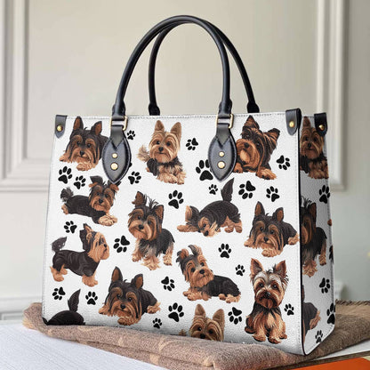 Yorkie Leather Bag Yorkie Love All Over