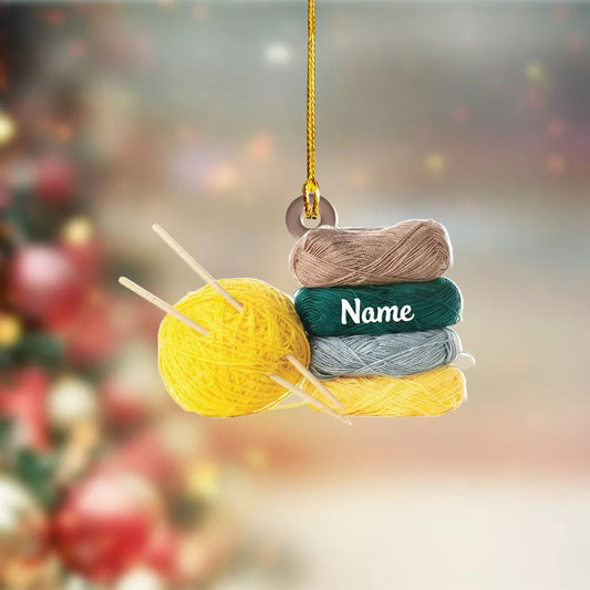 Knitting Christmas Light Ornament, Custom Car Ornament, Ornament Decoration, Ornament For Gift, Ornament Christmas