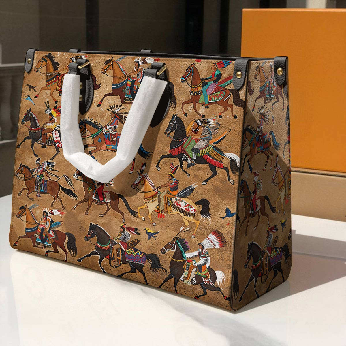 Leather Bag Majestic Native Horses