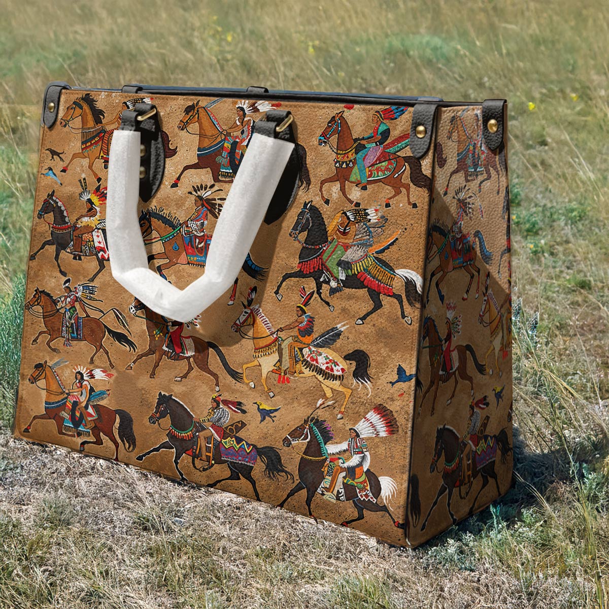 Leather Bag Majestic Native Horses