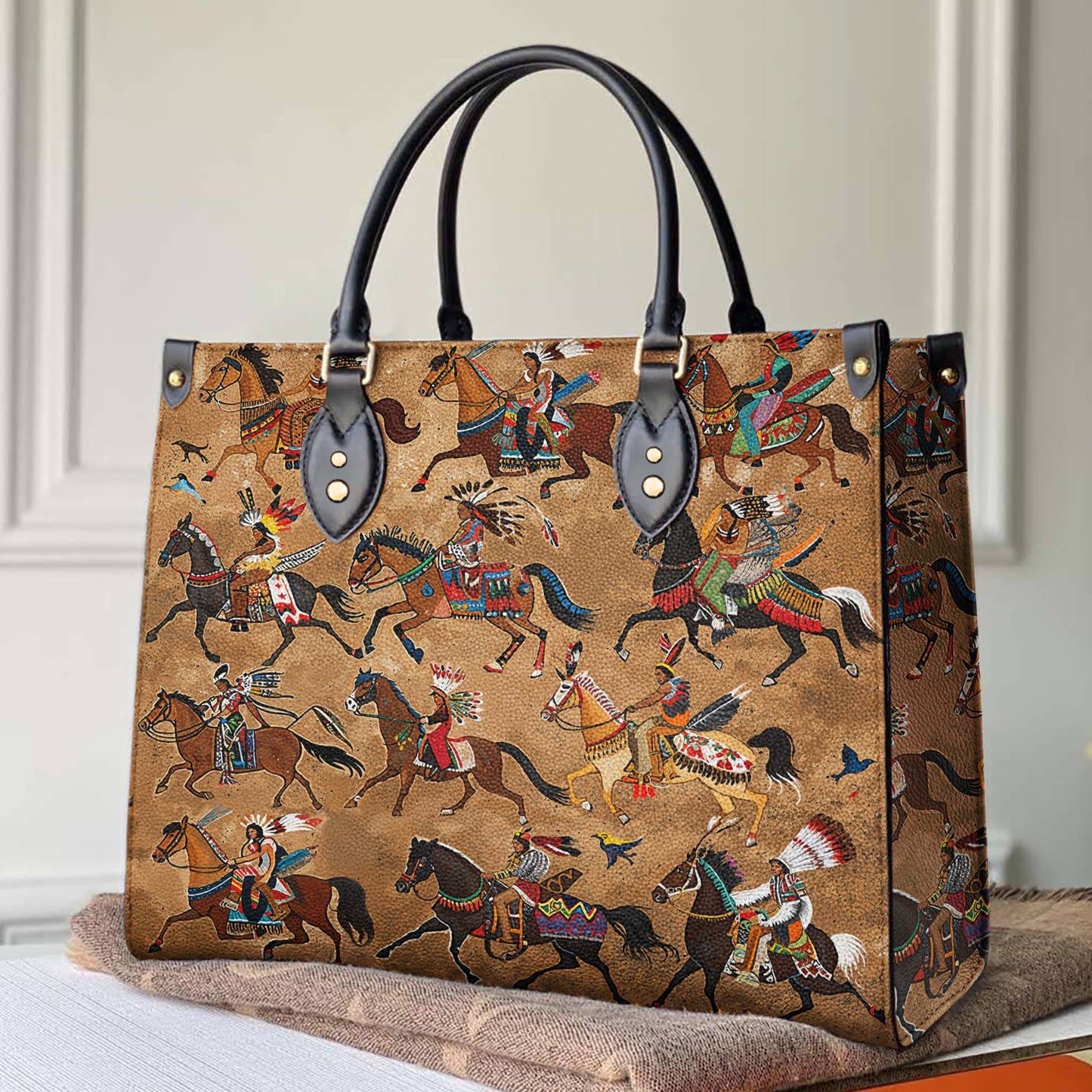 Leather Bag Majestic Native Horses