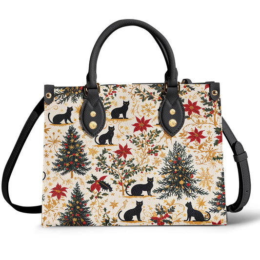 Leather Bag Gentle Black Christmas Cat
