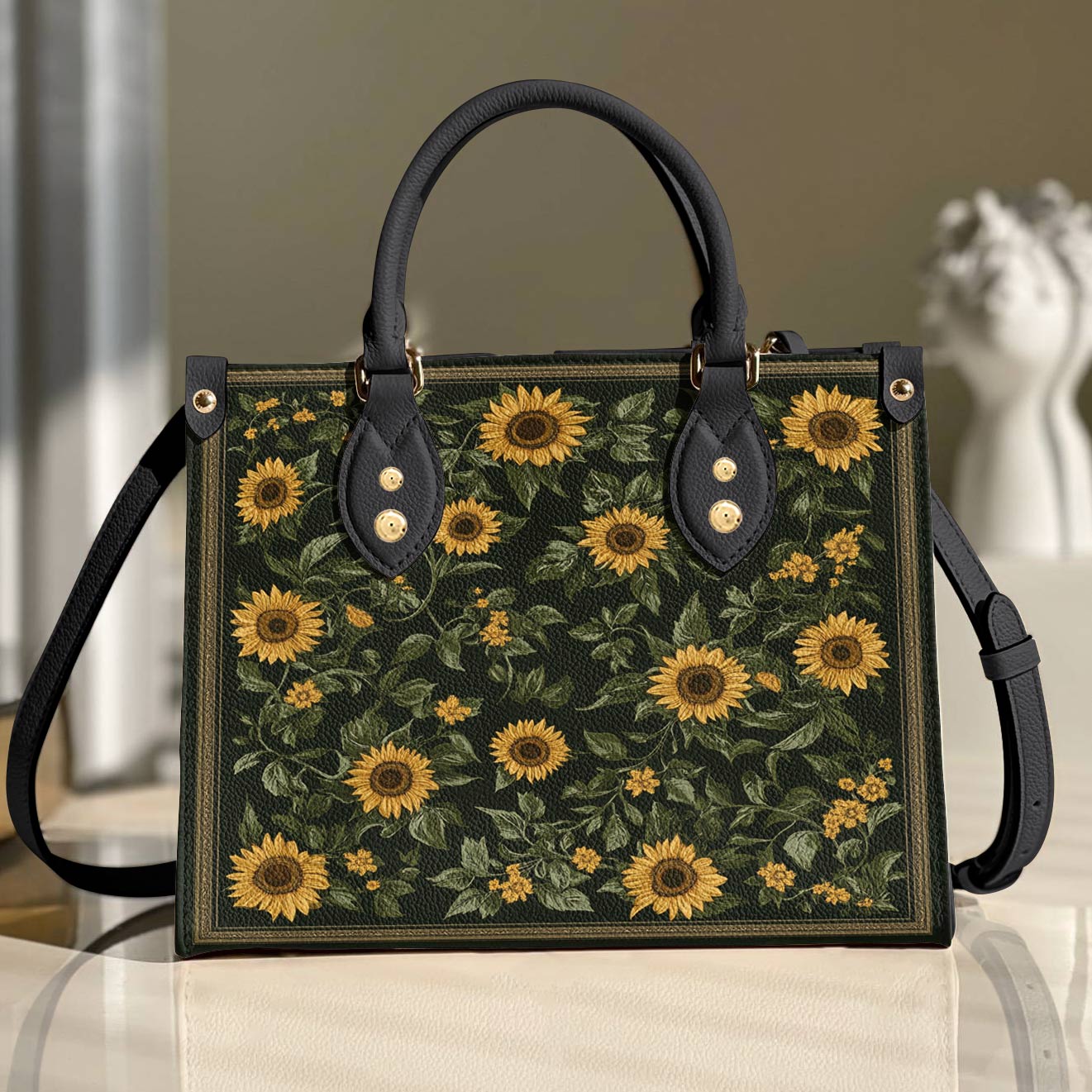 Leather Bag Classical Sunflowers