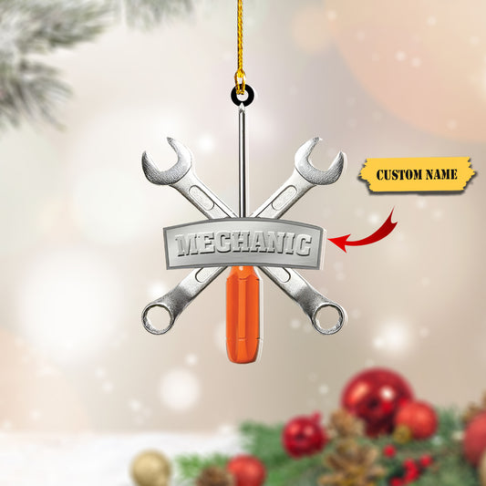 Mechanic 03 custom shaped acrylic christmas Ornament, Christmas gift for Mechanic 1, Ornament Decoration, Ornament For Gift, Ornament Christmas