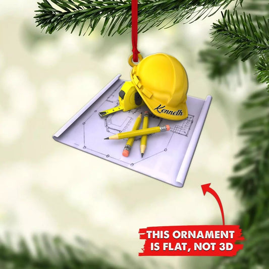 Mechanic Civil Engineer Personalized Flat Ornaments Custom Mechanic Hat Christm, Ornament Decoration, Ornament For Gift, Ornament Christmas