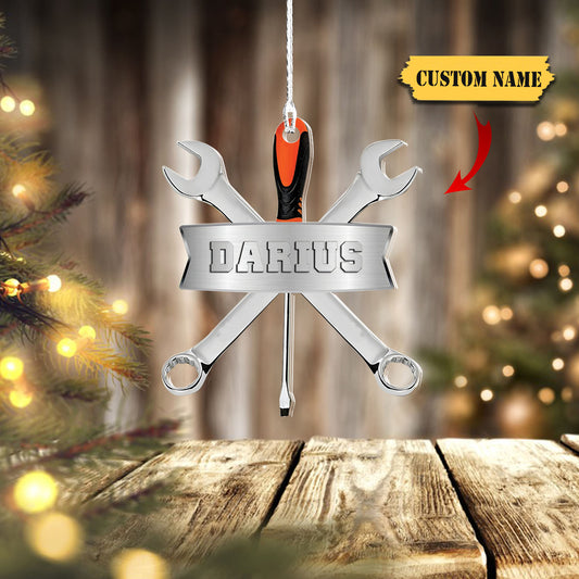 Mechanic Tools Personalized Ornaments, Custom Screwdriver Wrench Flat Christmas Ornament, Ornament Decoration, Ornament For Gift, Ornament Christmas