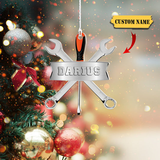 Mechanic Tools Personalized Ornaments, Custom Screwdriver Wrench Flat Christmas Ornament, Ornament Decoration, Ornament For Gift, Ornament Christmas