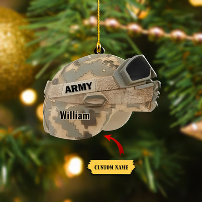 Military Helmet Personalized Cut Ornament Gift For Veteran, Ornament For Him, Gift For Him, Ornament Christmas