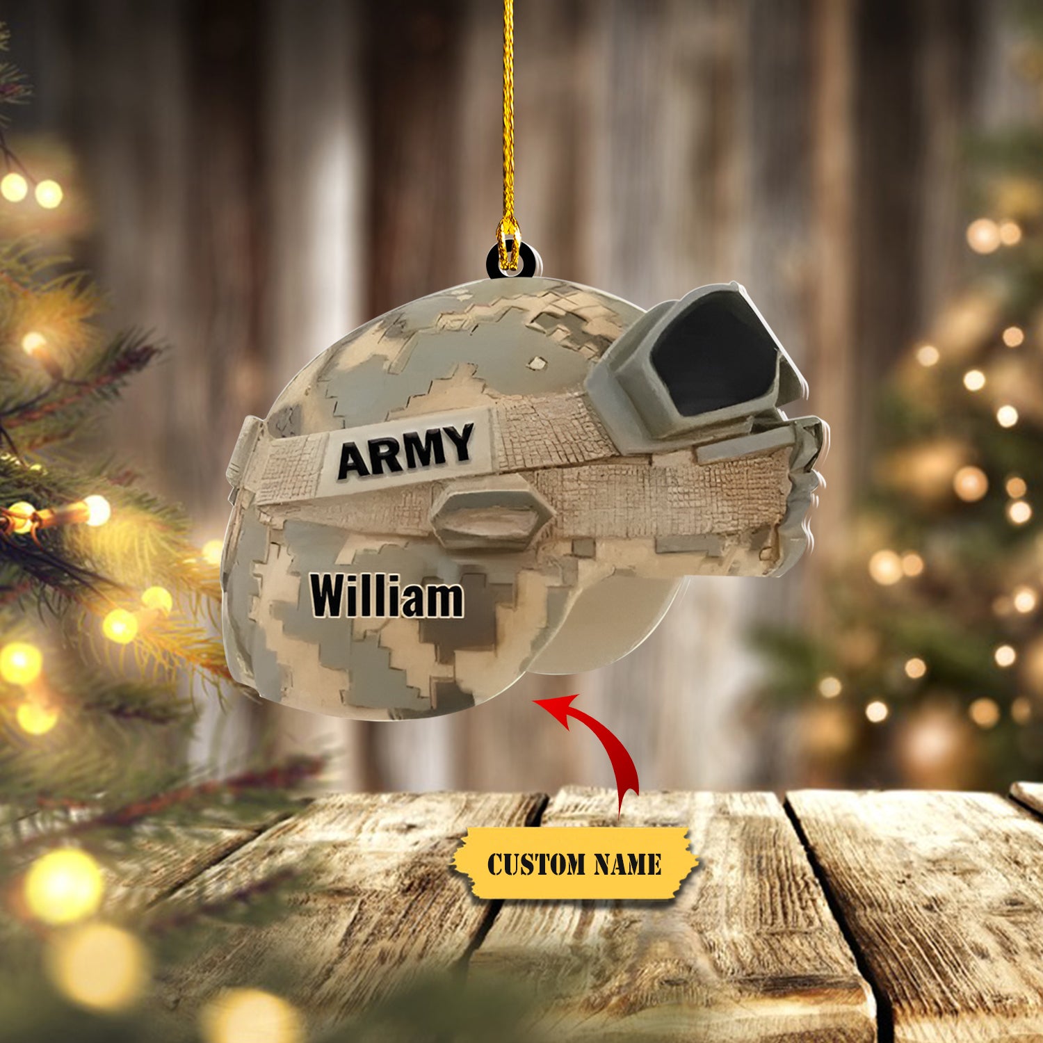 Military Helmet Personalized Cut Ornament Gift For Veteran, Ornament For Him, Gift For Him, Ornament Christmas