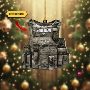 Military Vest Personalized Flat Acrylic Ornament, Ornament For Him, Gift For Him, Ornament Christmas