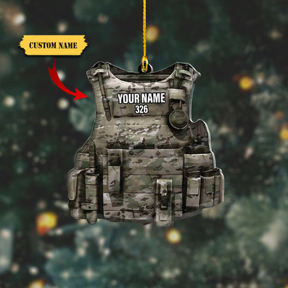 Military Vest Personalized Flat Acrylic Ornament, Ornament For Him, Gift For Him, Ornament Christmas
