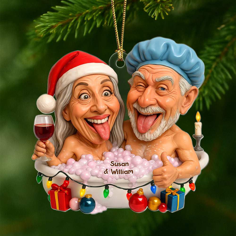 Funny Bathtub Couple Ornament - Custom Photo Gifts For Couple