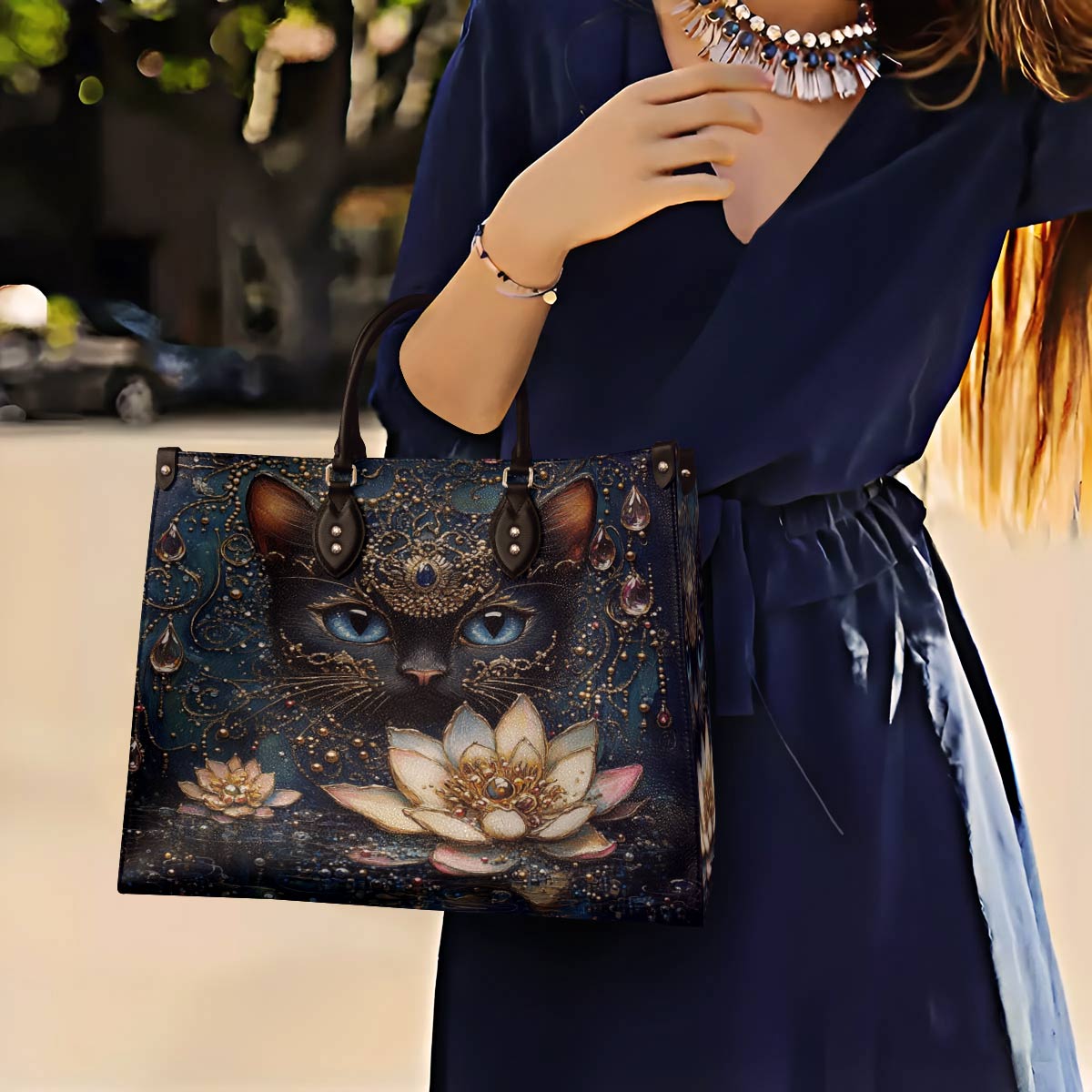 Leather Bag Mystic Black Cat