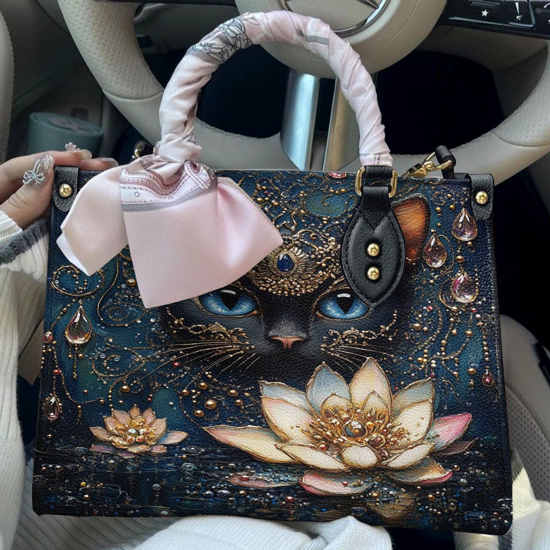 Leather Bag Mystic Black Cat