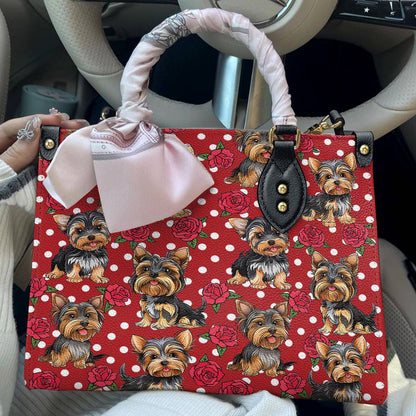 Leather Bag Rosy Yorkie Charm