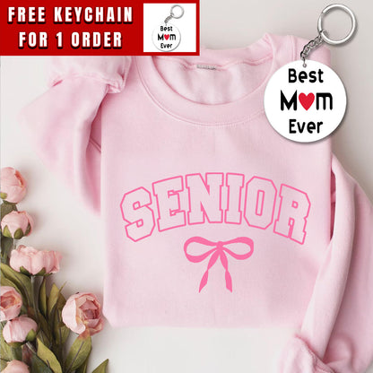 Senior Sweatshirt, Coquette Bow, Customized Grad Gift, Crewneck Sweatshirt Graduation, Class of 2025, Personalized Senior Gift