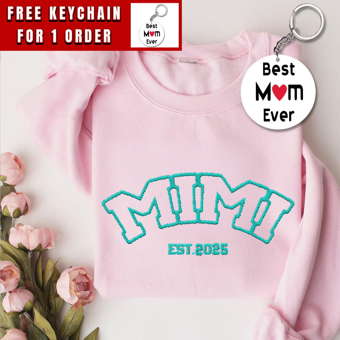 Custom Embroidered Mimi Sweatshirt With Grandkids Names, Grandma Sweatshirt Embroidered