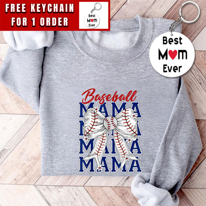 Baseball Mama Bow Sweatshirt, Game Day Baseball Mom,  Mother T-Shirt