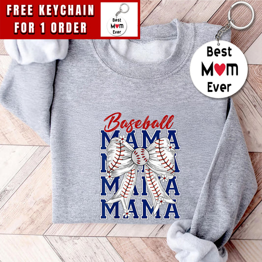 Baseball Mama Bow Sweatshirt, Game Day Baseball Mom,  Mother T-Shirt