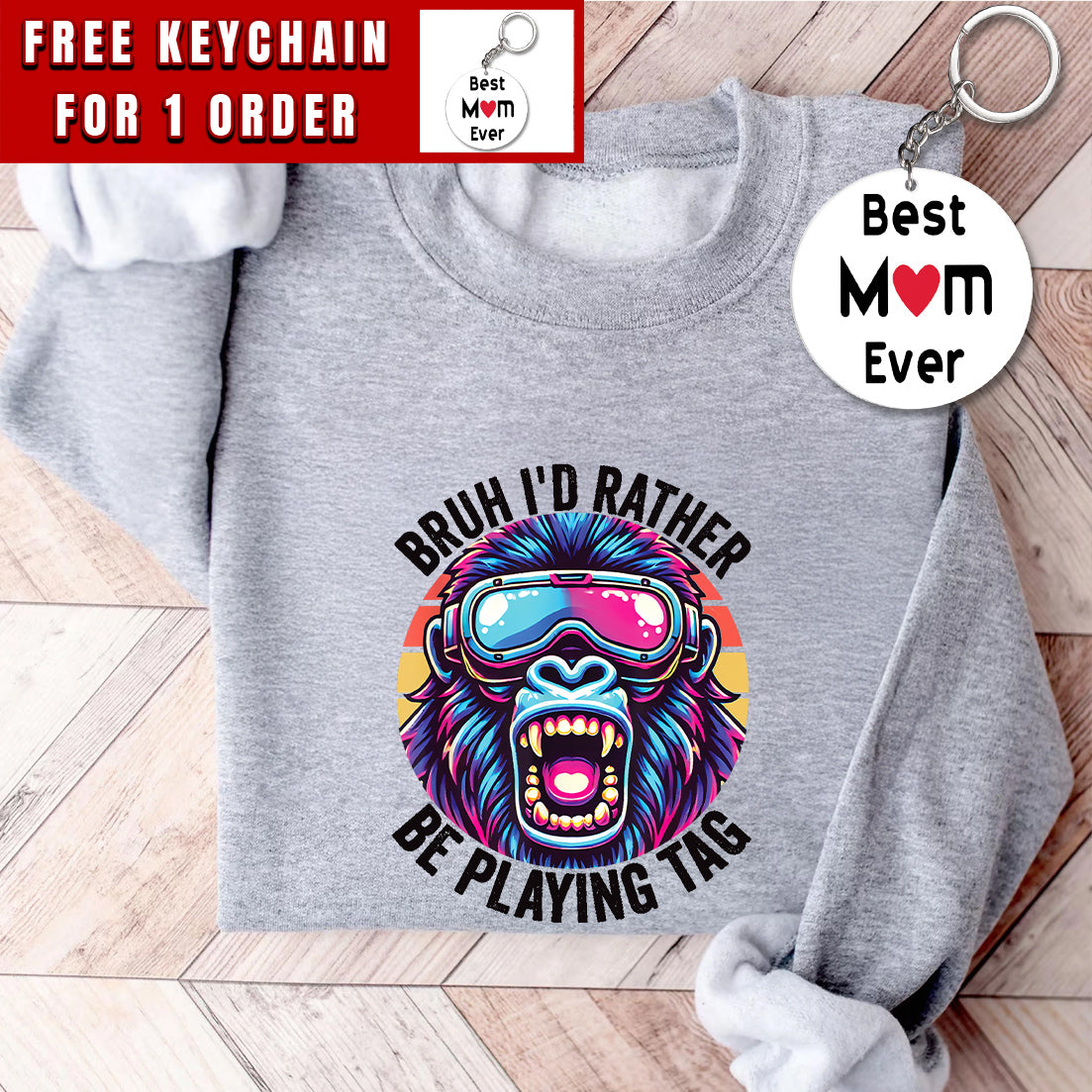 Bruh I'd Rather Playing Gorilla VR Gamer Funny Sweatshirt