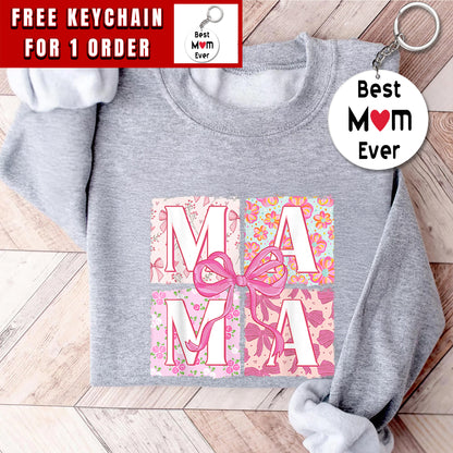 Mama Flower Sweatshirt, Mothers Day gift, Gift for Mom, Mama bow shirt