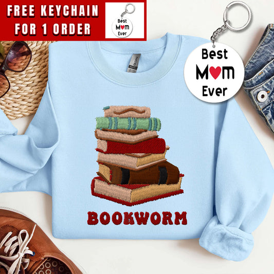 Bookworm Sweatshirt, Embroidered Book Lover Shirt, Reading Teacher Shirt, Bookish Sweatshirt, Librarian Tshirt, Best Gifts For Readers