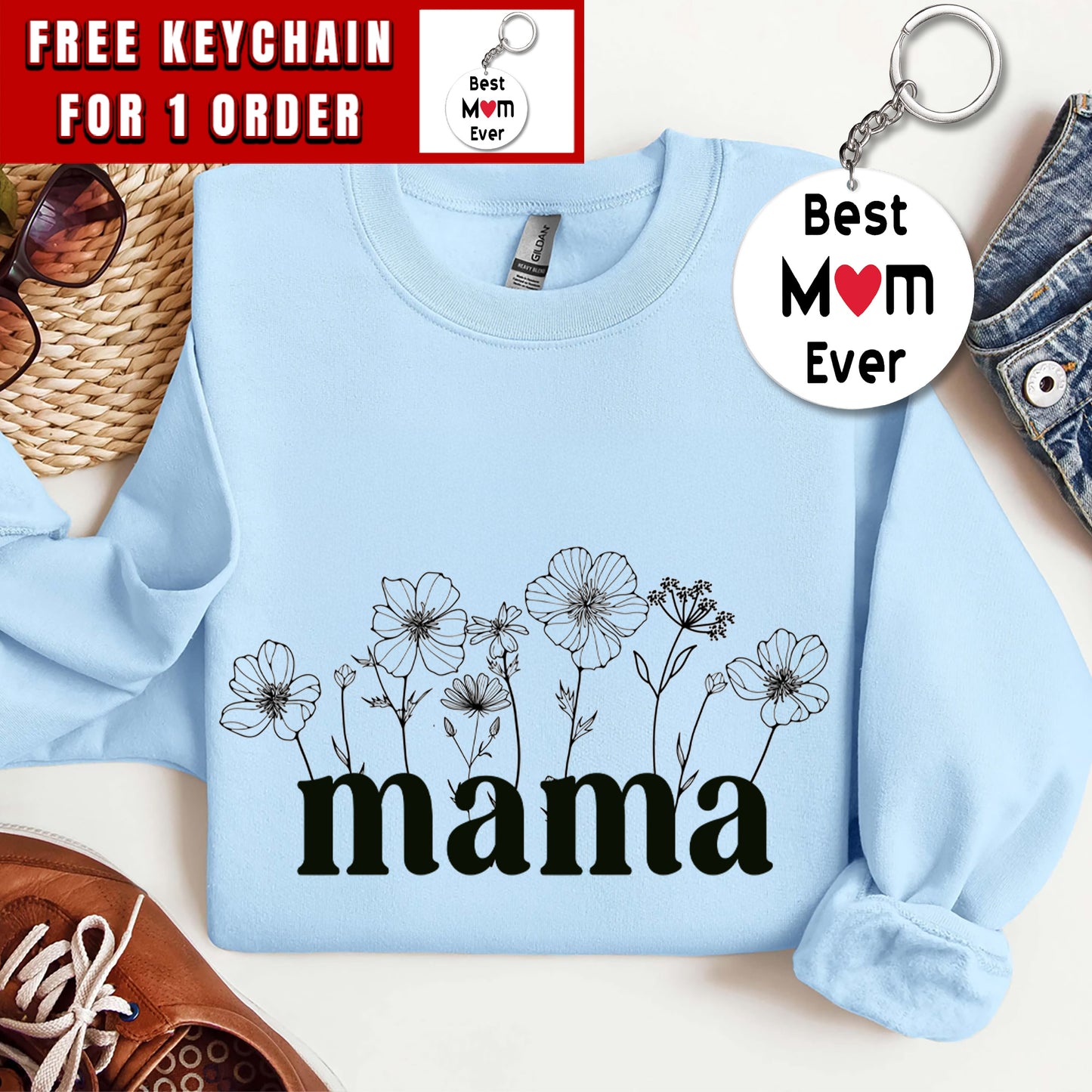 Floral Mama Coquette Bow Sweatshirt, Mama Flower Shirt, Mama Shirt