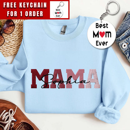 Embroidered Custom Mama Sweatshirt or Hoodie, Personalized Gift, Gift for Mother's Day
