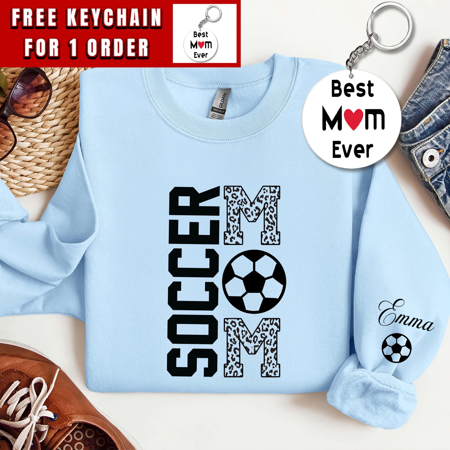 Custom Soccer Mom Sweatshirt, Sports Mom Shirt, Personalized Soccer Mom T Shirt, Customized Soccer Mom Gifts, Game Day Hoodie, Cute Mom Gift