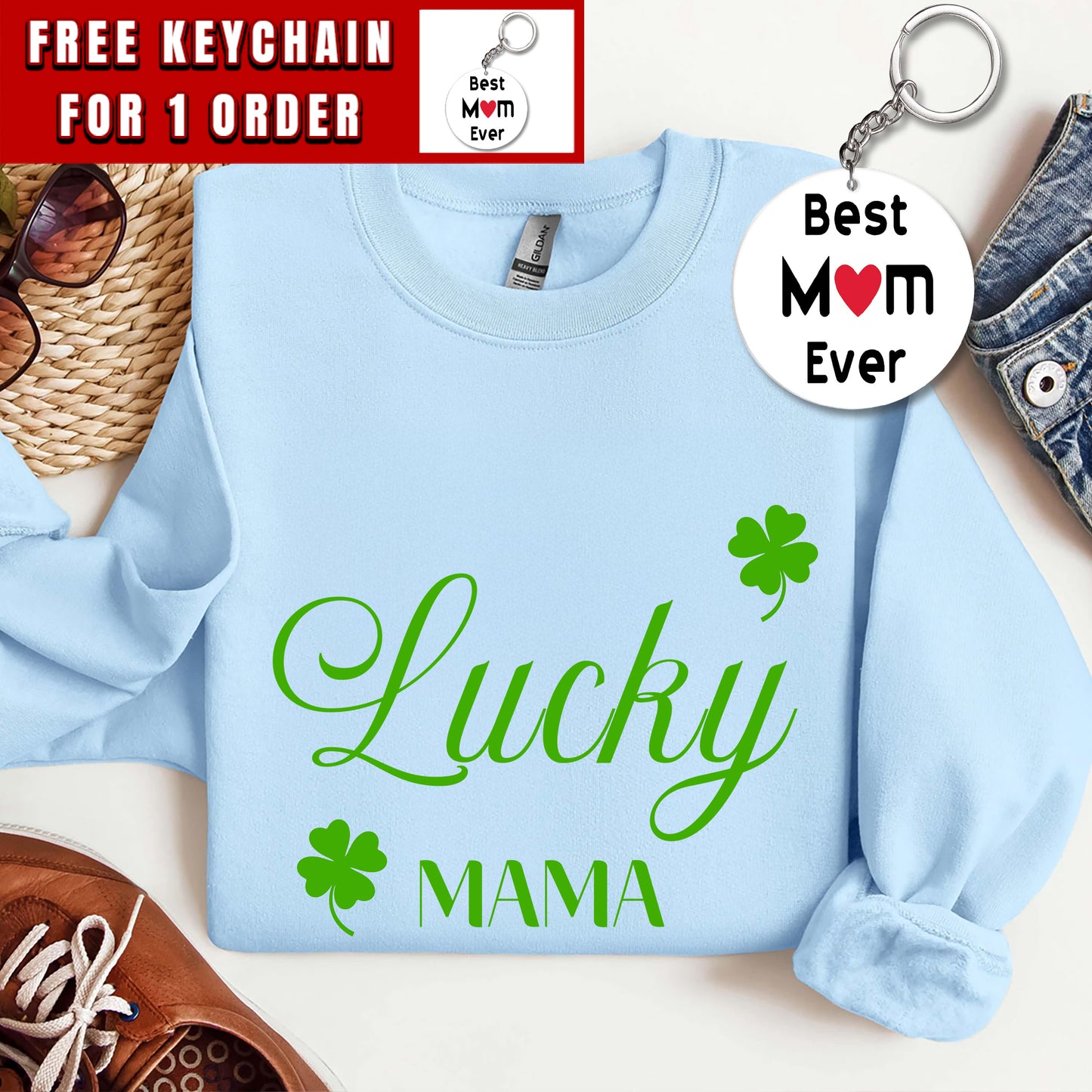 Lucky Mama Sweatshirt, One Lucky Mama Womens St Patrick's Day