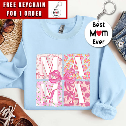 Mama Flower Sweatshirt, Mothers Day gift, Gift for Mom, Mama bow shirt