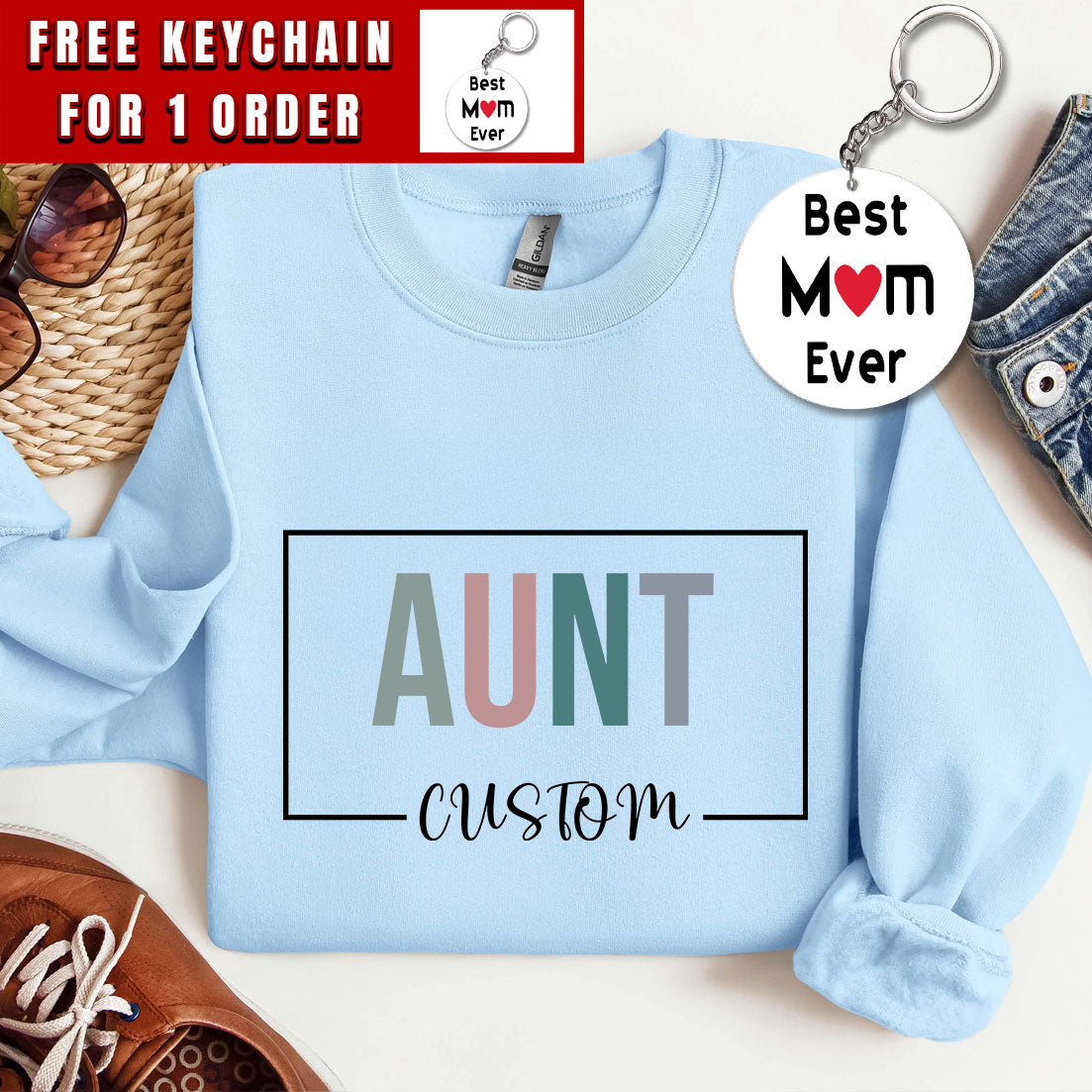 Custom Aunt Sweatshirt, Personalized Aunt Name, New Aunt Shirt, Cute Auntie T-Shirt, New Aunt Gift, Pregnancy Announcement For Aunt
