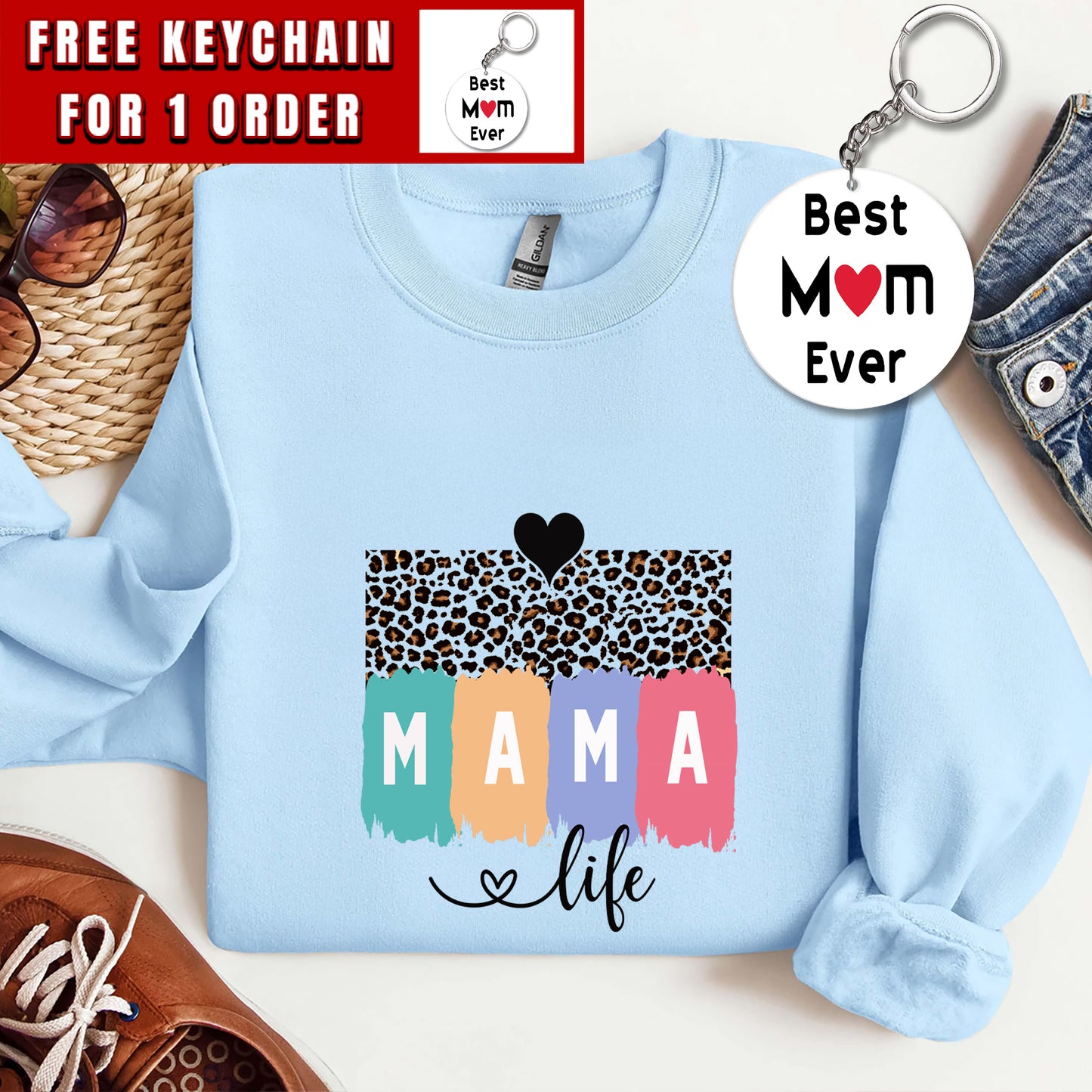 Mama Life Sweatshirt, Mama shirt, Leopard Mama shirt, Colorful Mama Shirt, Mother's Day gift