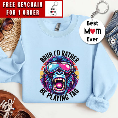 Bruh I'd Rather Playing Gorilla VR Gamer Funny Sweatshirt