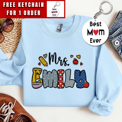 Custom Embroidered Teacher Shirt, Teacher Name Shirt, Teacher Gifts Personalized, Teacher Appreciation Gifts, Back to School Shirt, Gift for Teacher Day