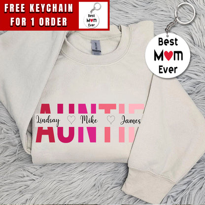 Custom Auntie Sweatshirt, Personalized Aunt Hoodie With Nephew Niece Names, Pregnancy Announcement Outfit, New Aunt Clothing, Auntie Gifts