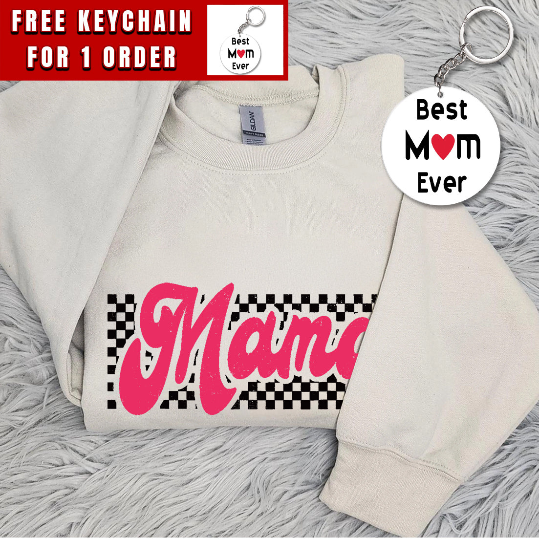Checkered Mama Shirt Mothers Day Pink Checker Print Sweatshirt