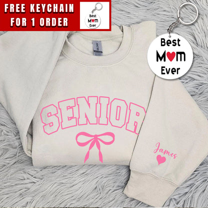 Senior Sweatshirt, Coquette Bow, Customized Grad Gift, Crewneck Sweatshirt Graduation, Class of 2025, Personalized Senior Gift