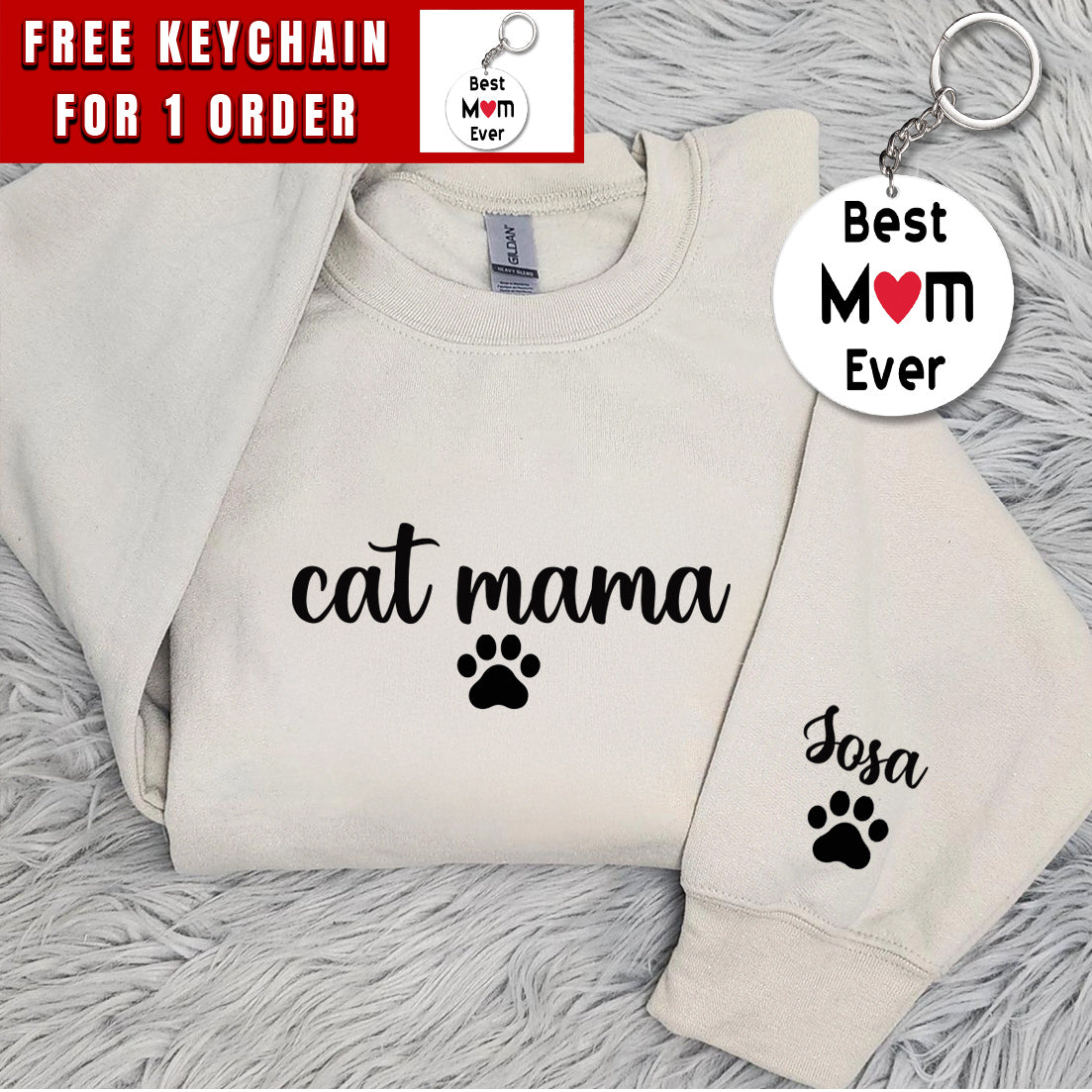 Personalized Cat Mama Sweatshirt With Cat Name, Custom Cat Mom Hoodie, Cute Cat Mommy Outfit, Cat Owner Clothing, Happy Mother's Day Gifts